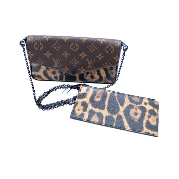 Louis Vuitton Monogram Animal Print Leopard Pochette Felicie With Chain & Insert - Picture 2 of 10